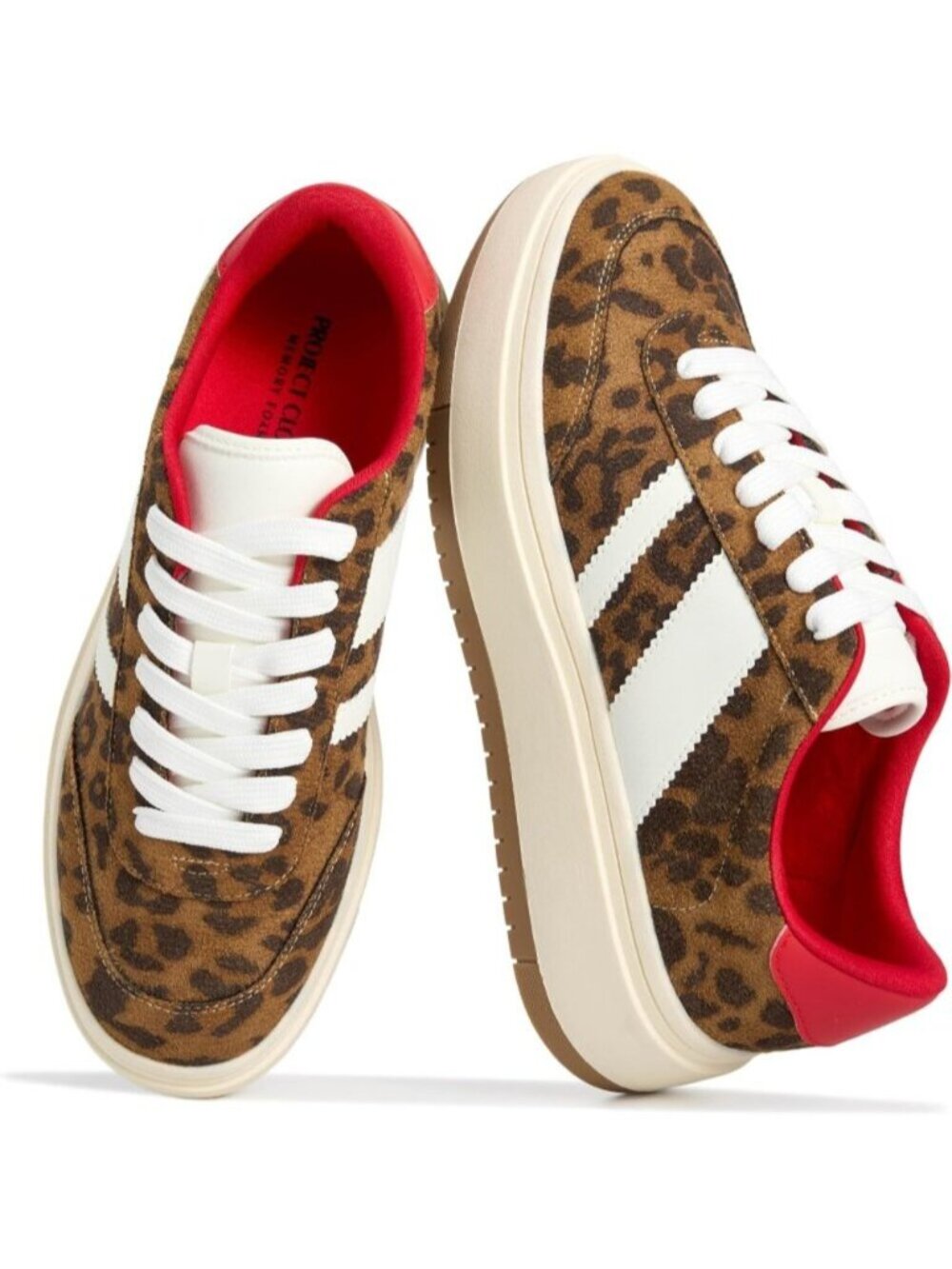 Women's Leopard Multi Footwear Lace Up Non Slip Casual Fashion Platform Sneakers